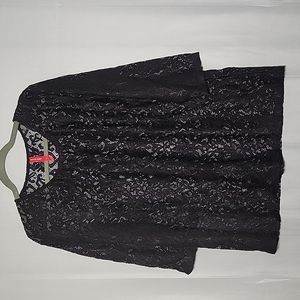 Ruby Ribbon Chantilly Lace Top Black XL